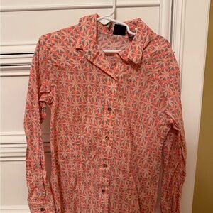 Cruel Girl Pink and Orange Button Down Shirt with Geometric Print